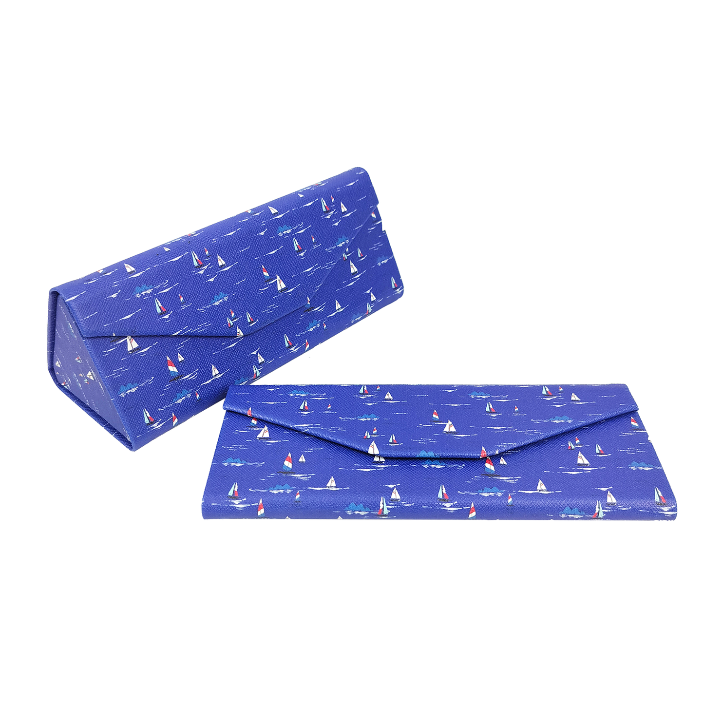 Sailboats Glasses Case - Vegan Leather Folding Hard Shell
