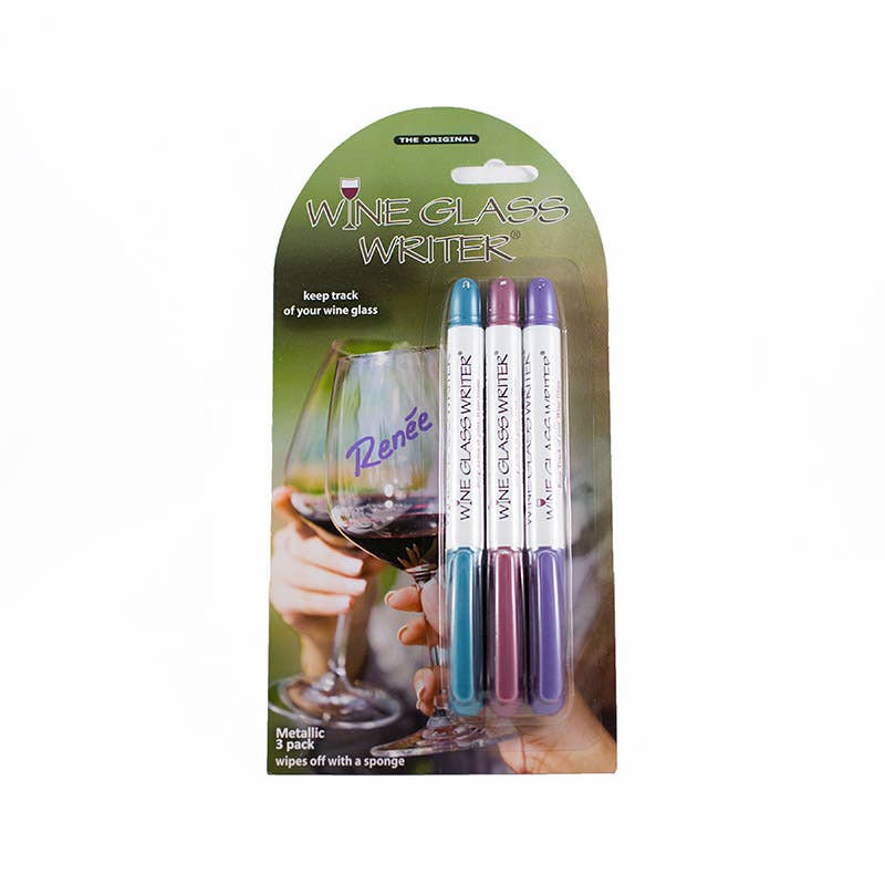 Wine Glass Writer | Jewel Spring Metallic Colors | 3 Pack