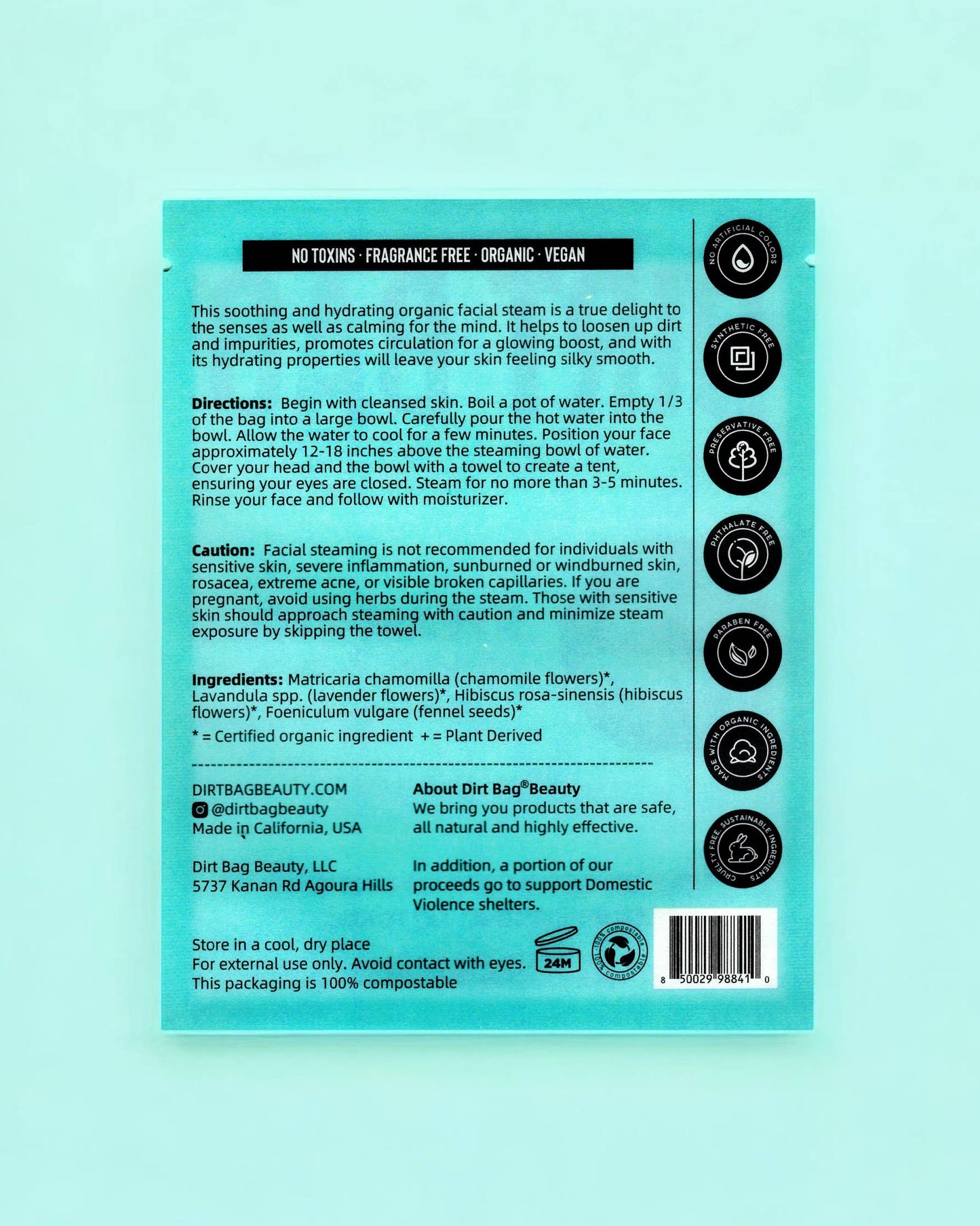 Organic Vegan Botanical Facial Steam -Soothing & Hydrating