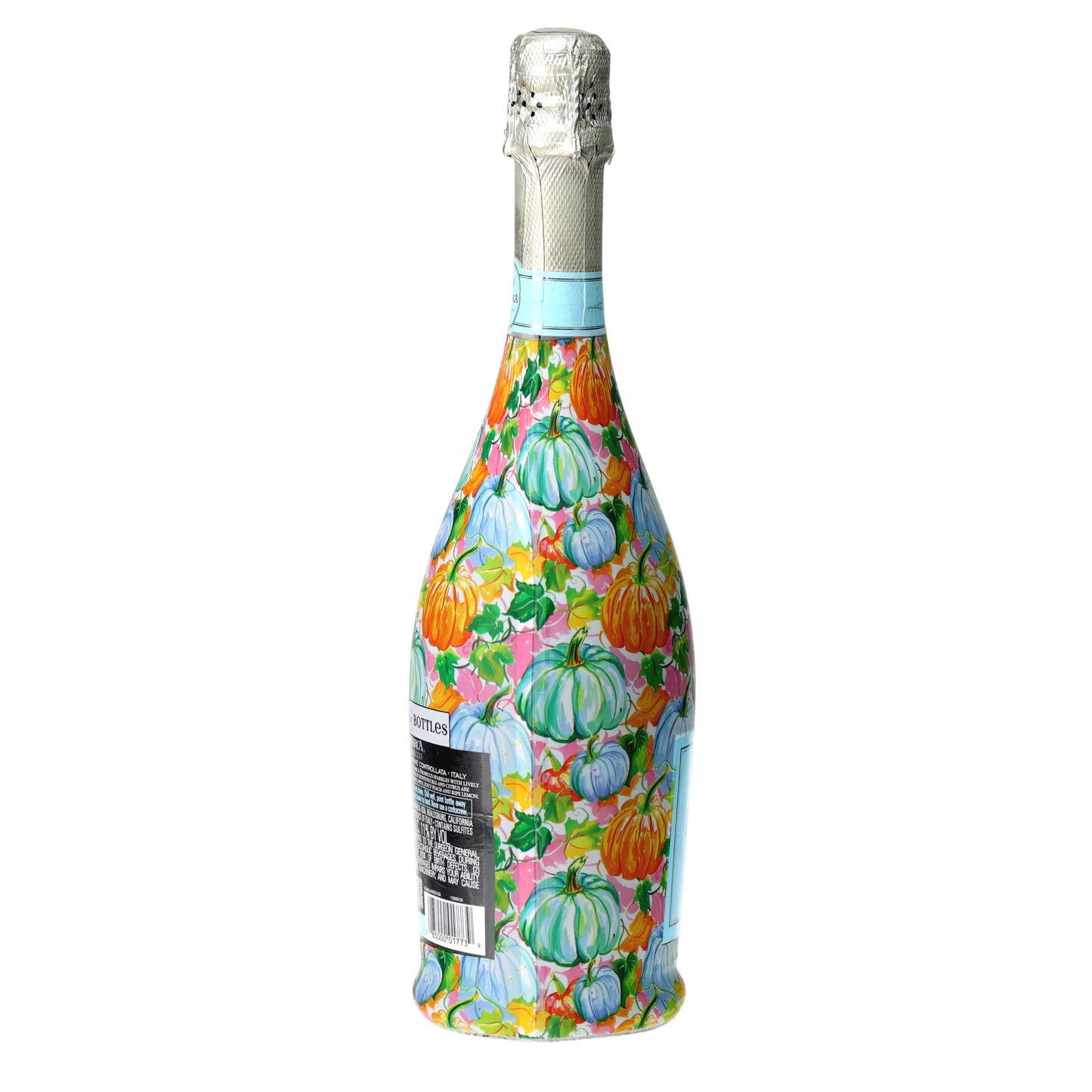 Orange & Blue Pumpkins Prosecco Bottle Wrap