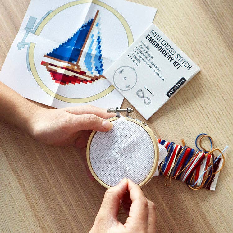 MiniCrossStitch Embroidery Sailboat