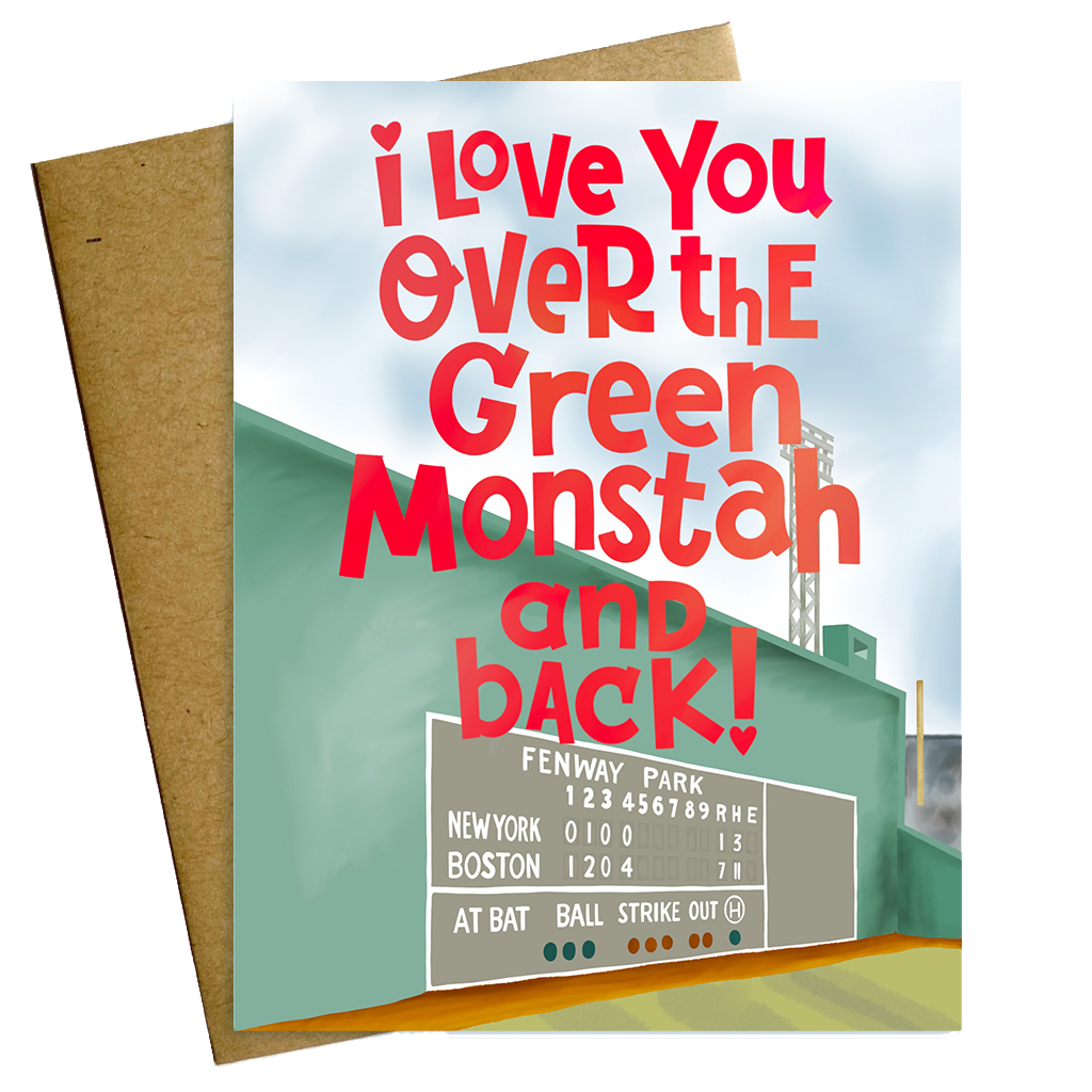 I Love you over the Green Monstah and Back Boston Red Sox Card