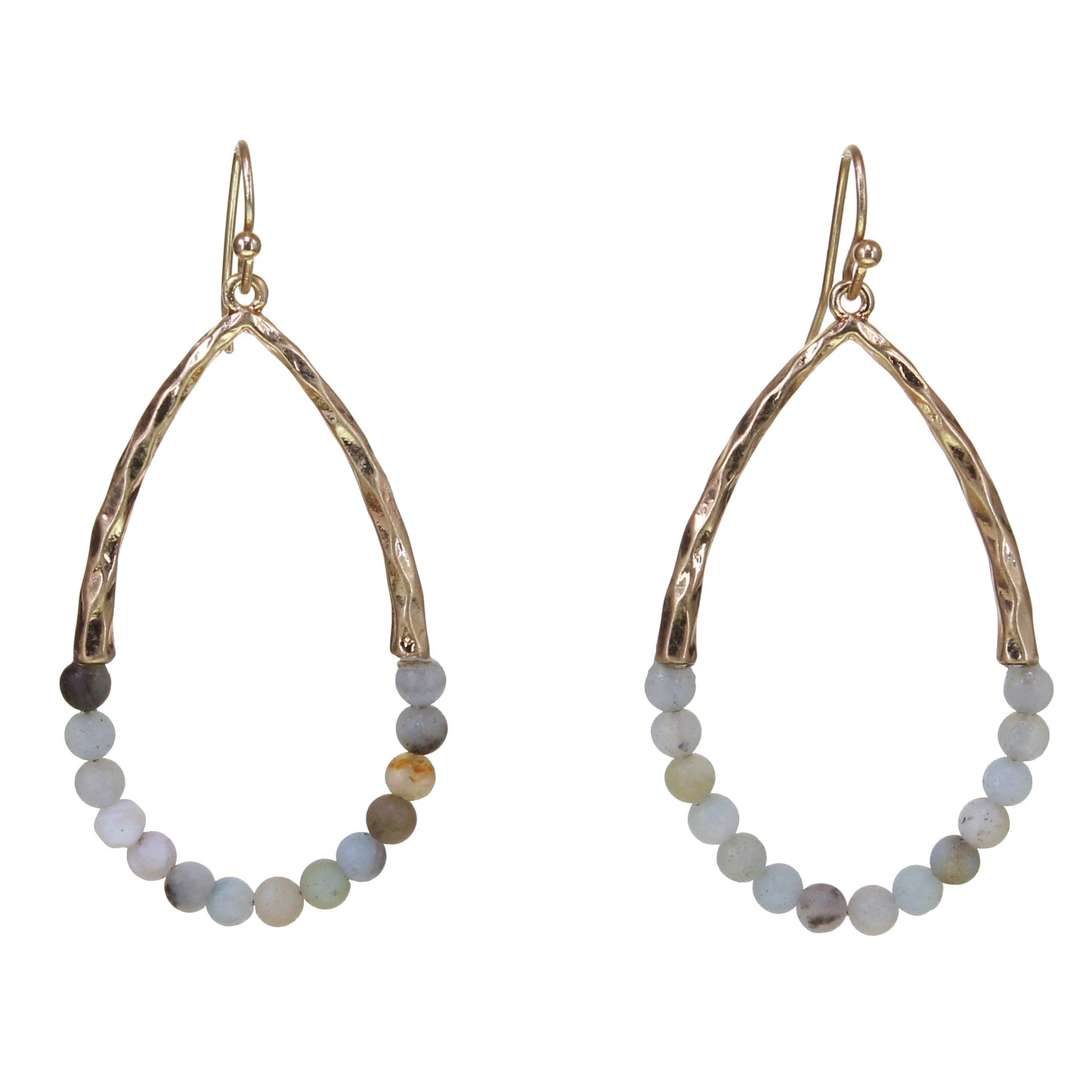Metal and Semi-Precious Bead Teardrop Earring