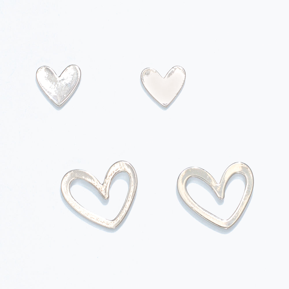 Silver Hearts Earring Duo
