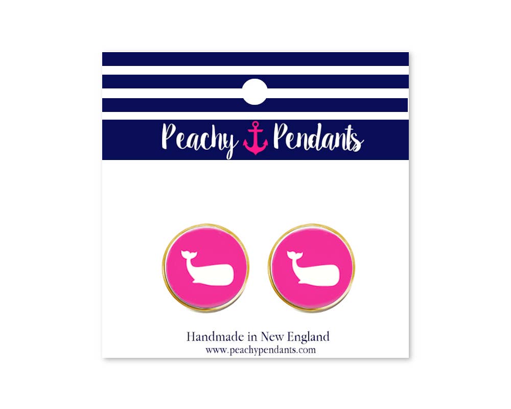 Earring - Studs - Hot Pink Whales