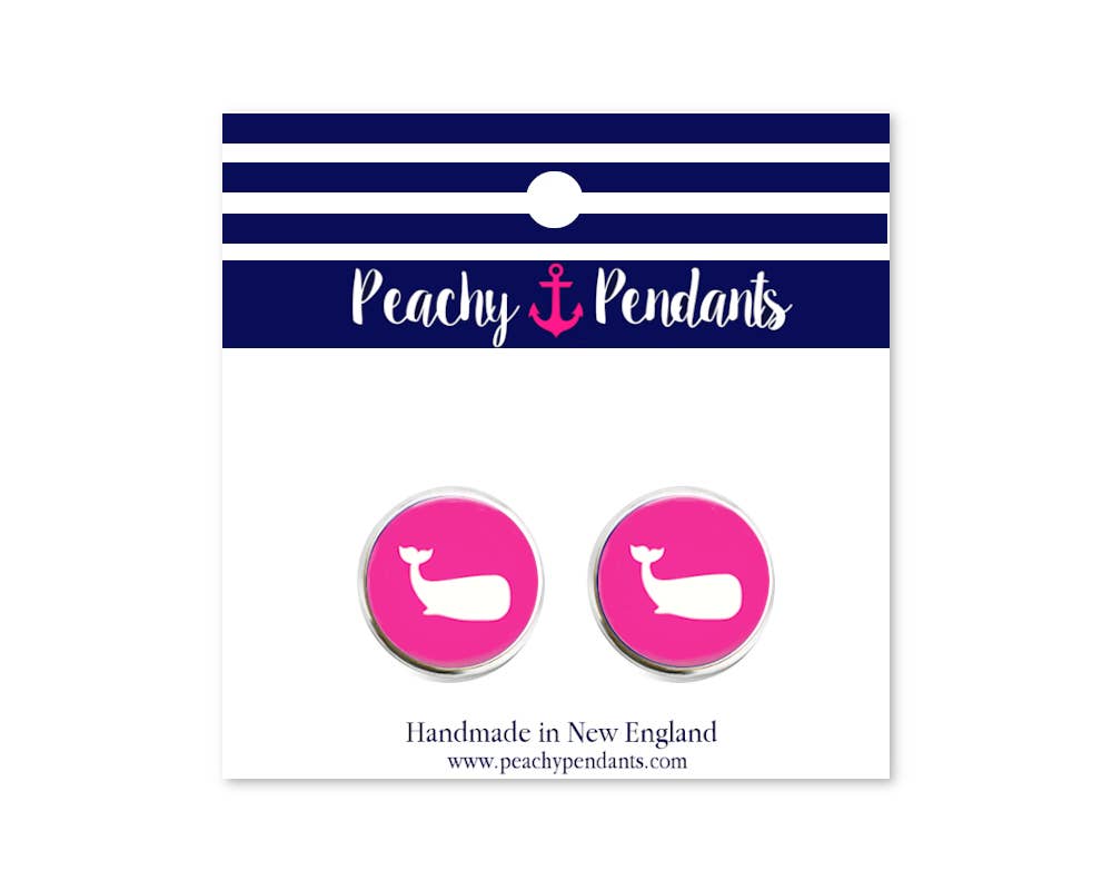 Earring - Studs - Hot Pink Whales