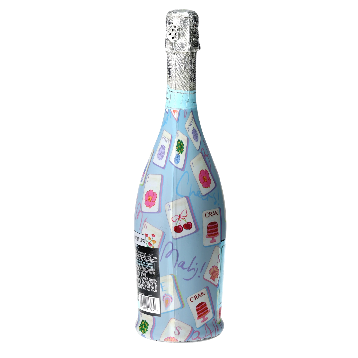 Pastel Blue Mahjong Prosecco Bottle Wrap