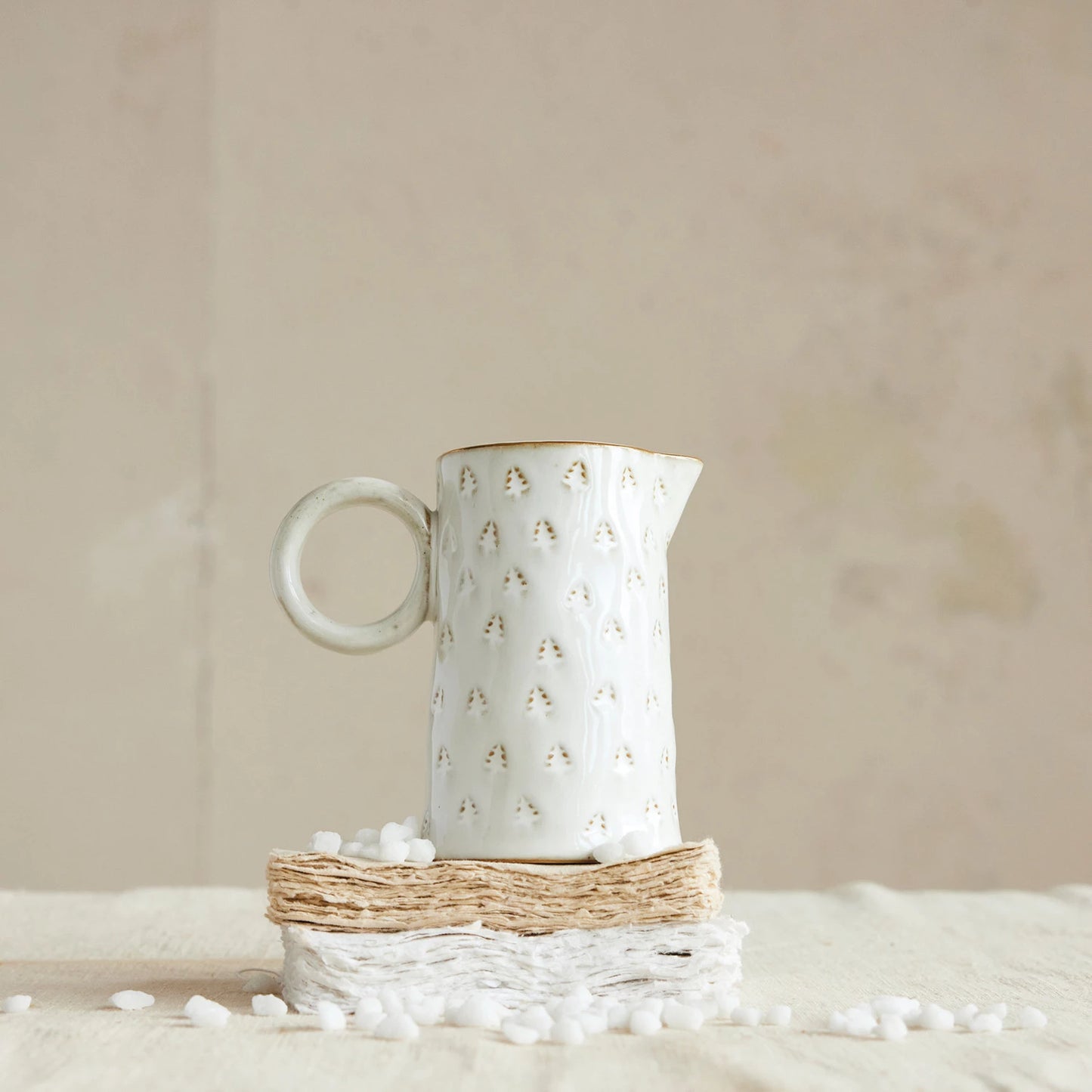 10 oz. Debossed Stoneware Pitcher with Gold Tree
