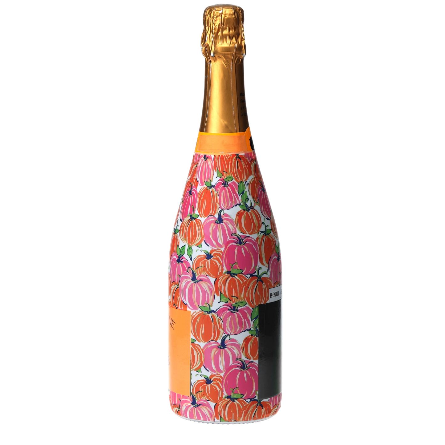 Pink & Orange Pumpkins Champagne Bottle Wrap
