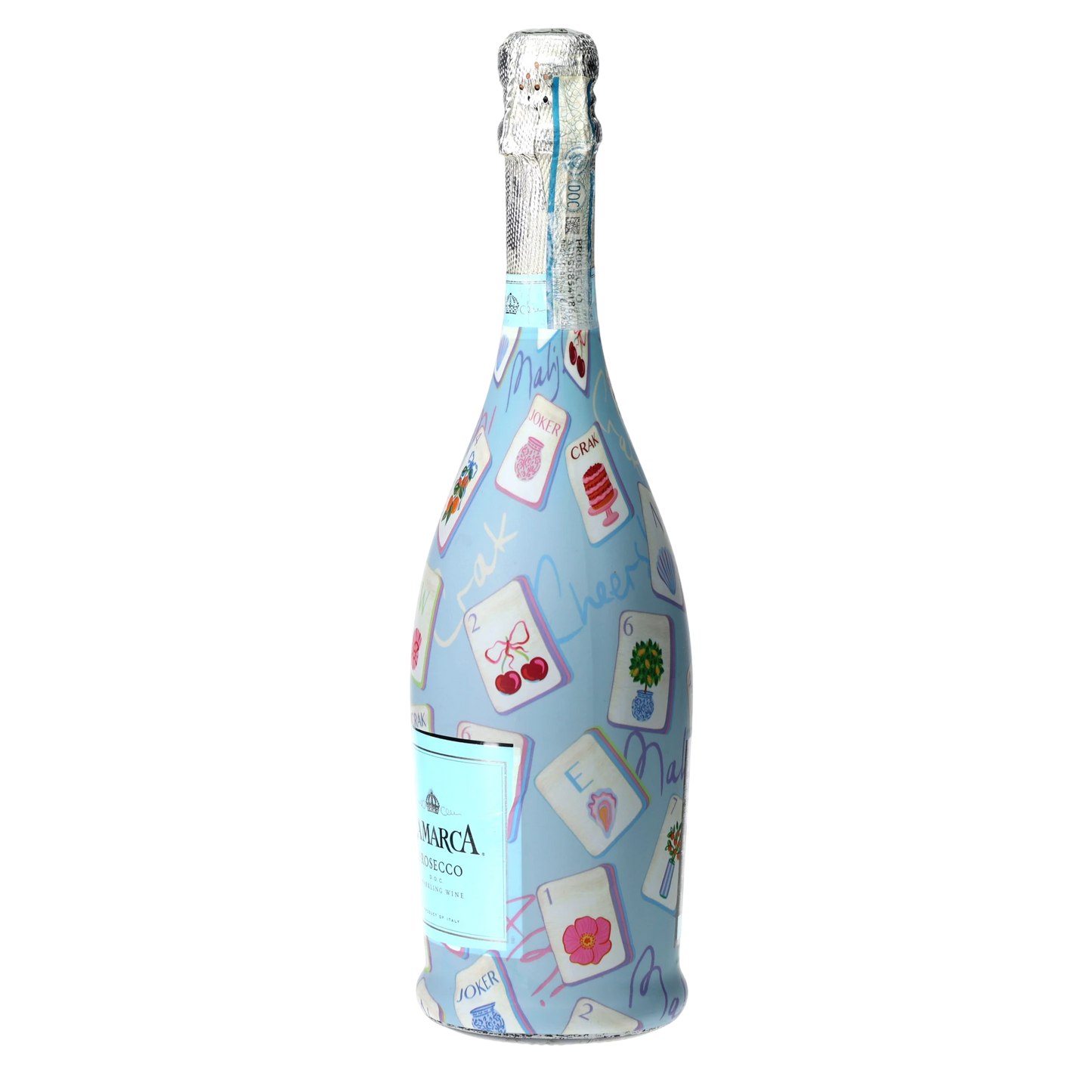 Pastel Blue Mahjong Prosecco Bottle Wrap