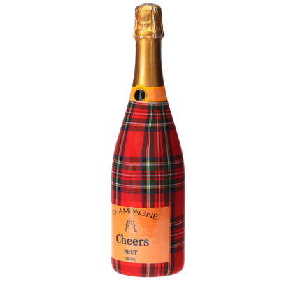 Red & Green Christmas Tartan Champagne Bottle Wrap