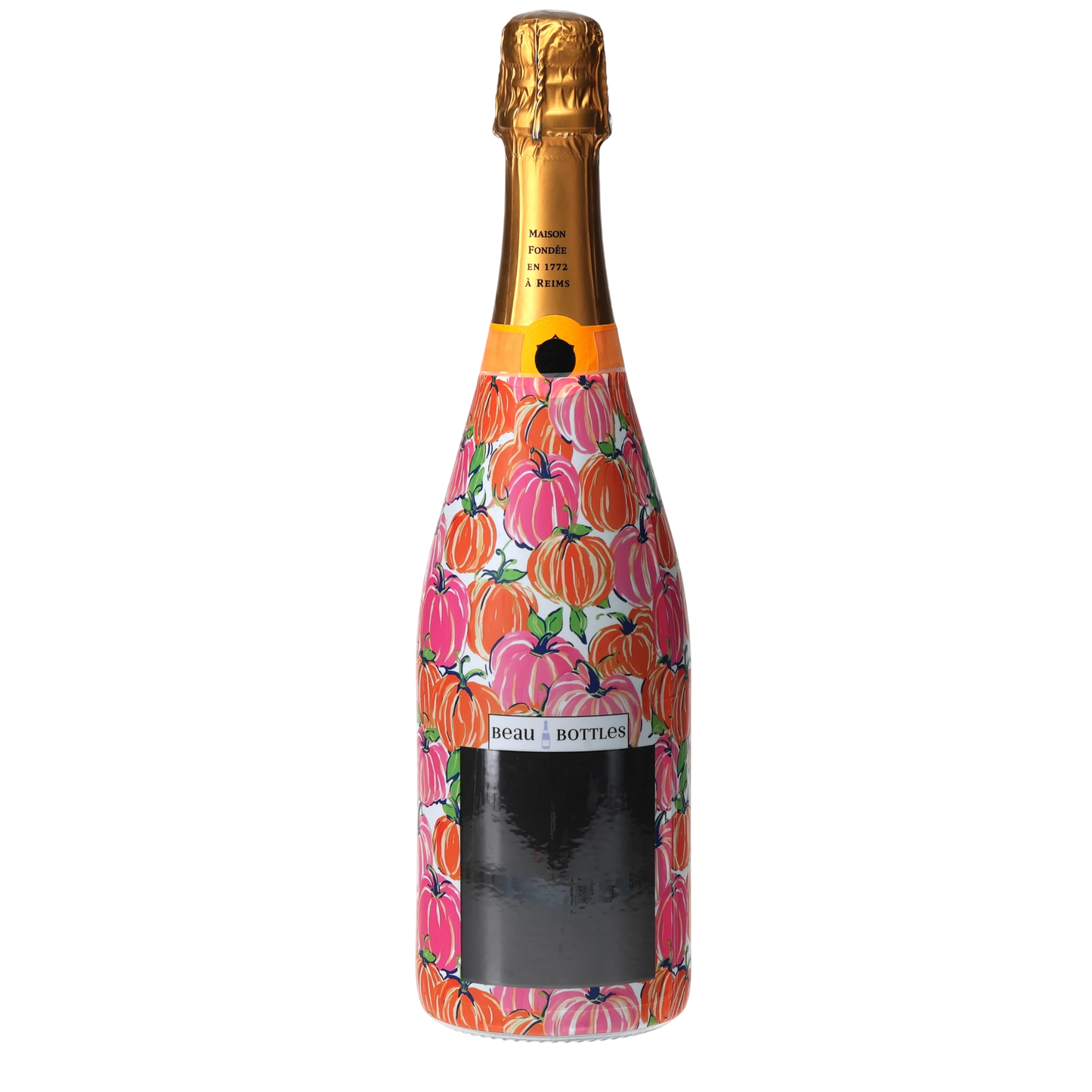 Pink & Orange Pumpkins Champagne Bottle Wrap
