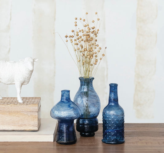 Hand Blown Recycled Glass Vase - 3 Designs