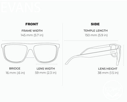 EVANS NAVY BLUE Polarized Unisex Square Classic Sunglasses