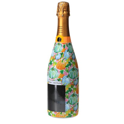 Orange & Blue Pumpkins Champagne Bottle Wrap