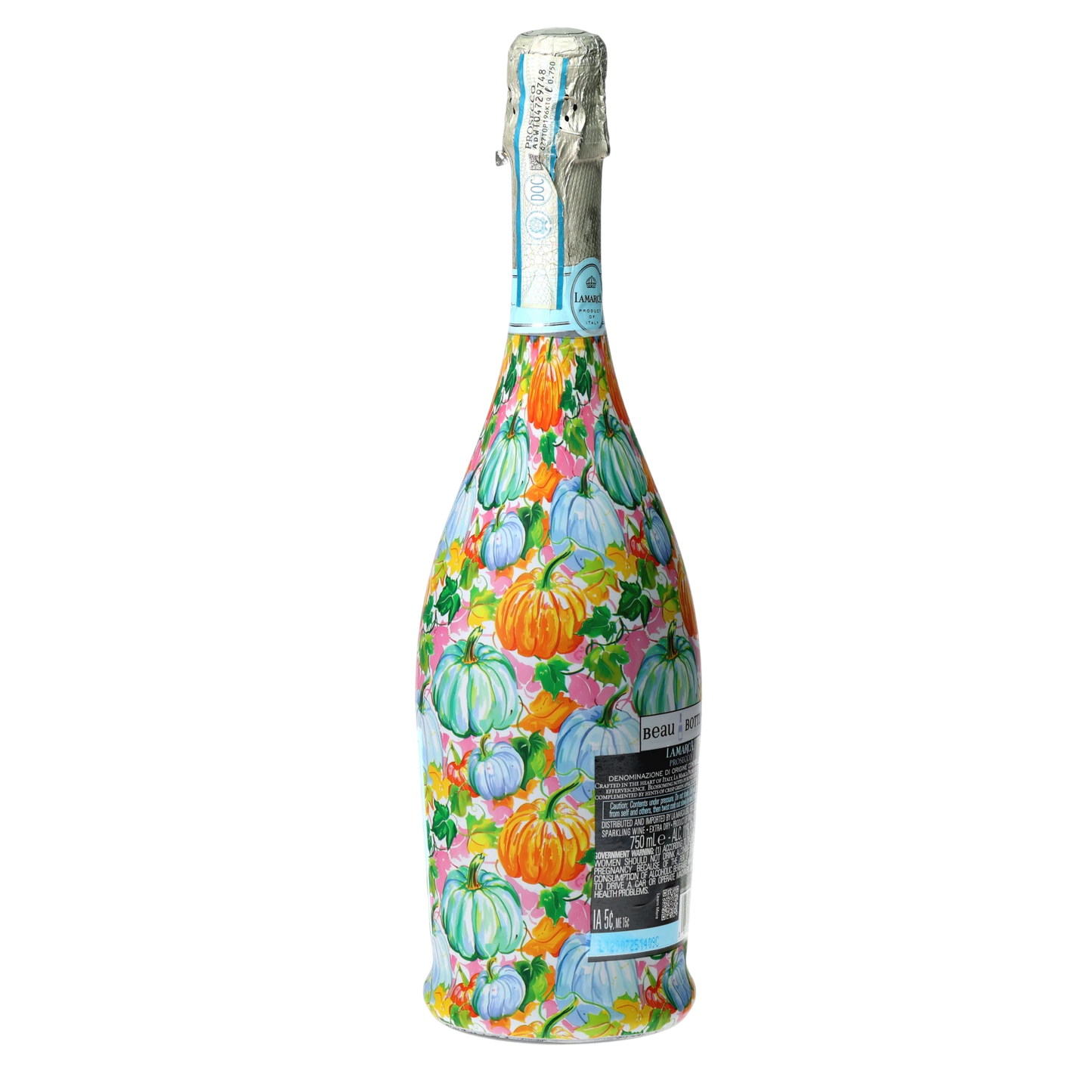 Orange & Blue Pumpkins Prosecco Bottle Wrap