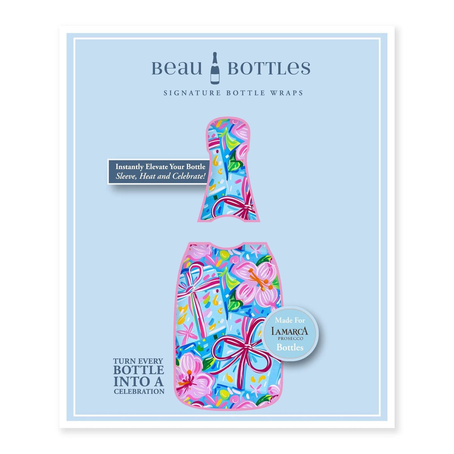 Preppy Happy Birthday Brushed Presents Prosecco Bottle Wrap