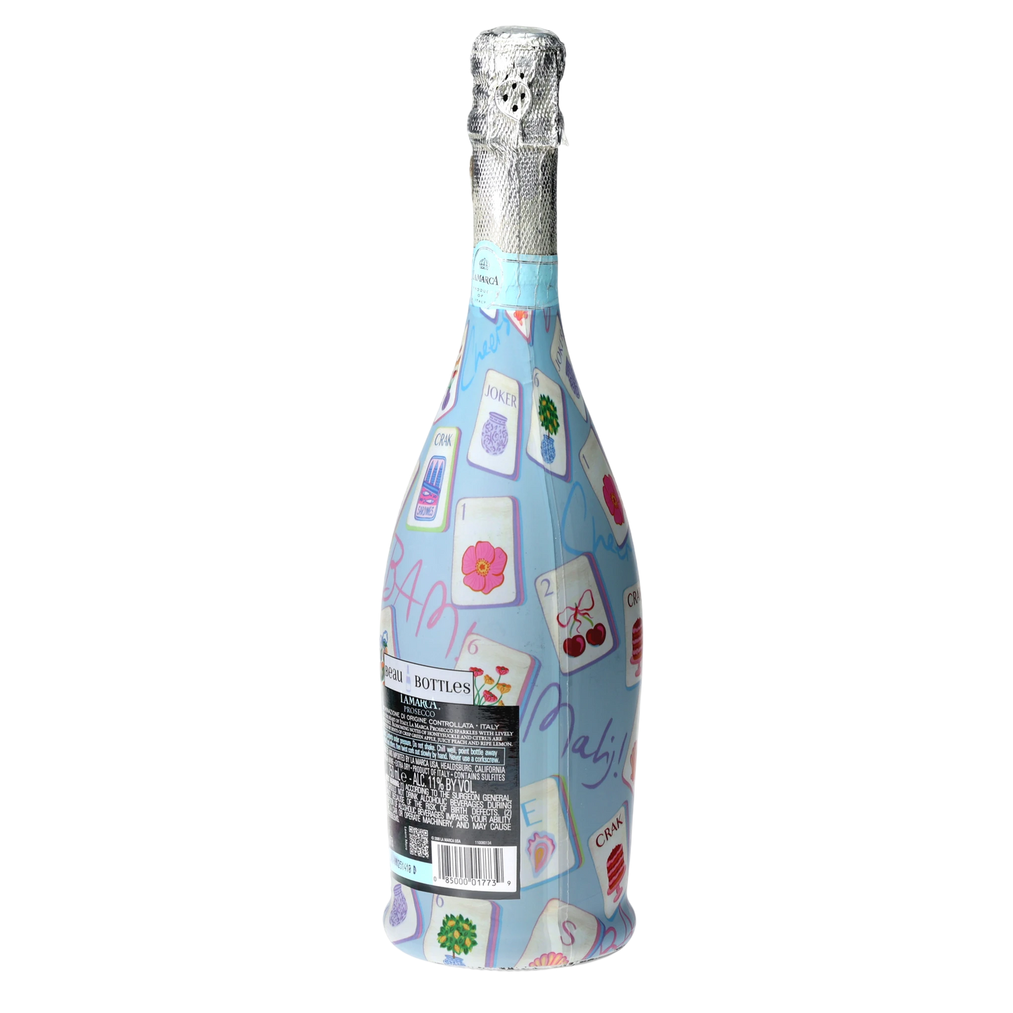 Pastel Blue Mahjong Prosecco Bottle Wrap