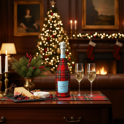 Red & Green Christmas Tartan Prosecco Bottle Wrap