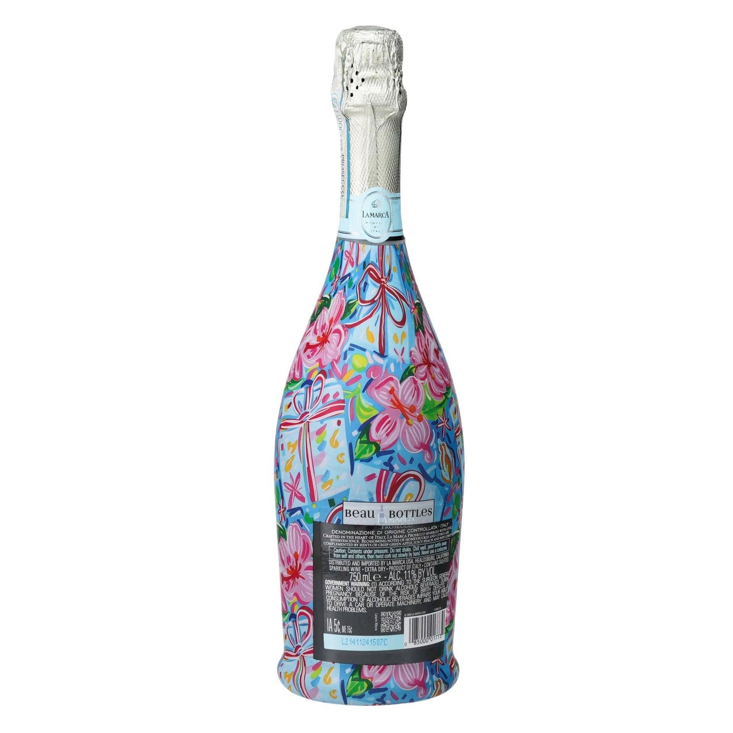 Preppy Happy Birthday Brushed Presents Prosecco Bottle Wrap