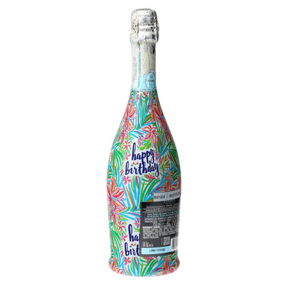 Happy Birthday Floral Prosecco Bottle Wrap