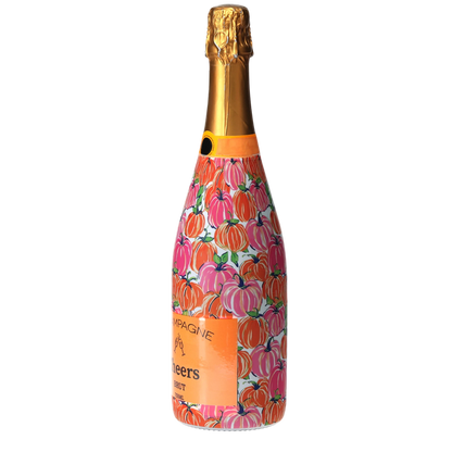 Pink & Orange Pumpkins Champagne Bottle Wrap