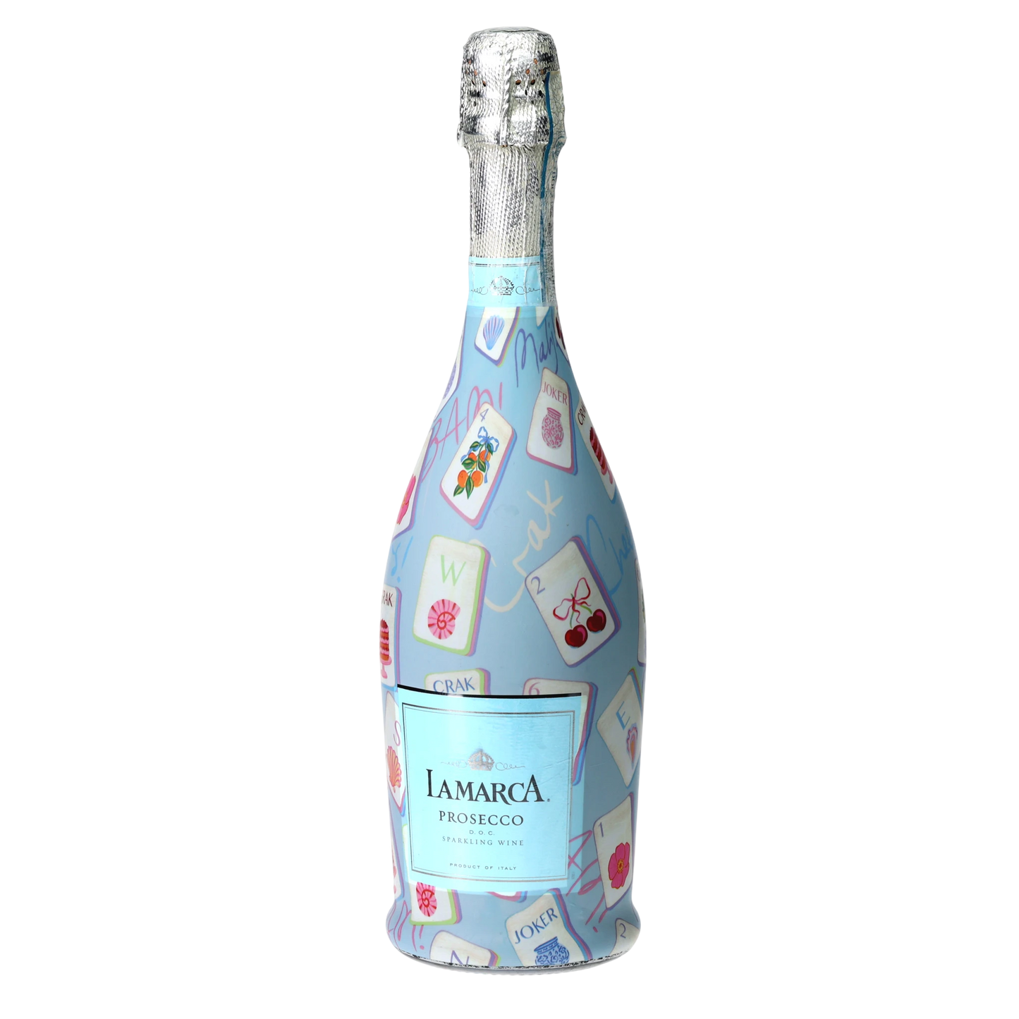 Pastel Blue Mahjong Prosecco Bottle Wrap