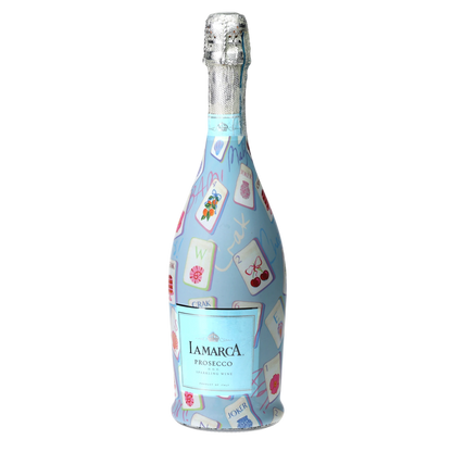 Pastel Blue Mahjong Prosecco Bottle Wrap