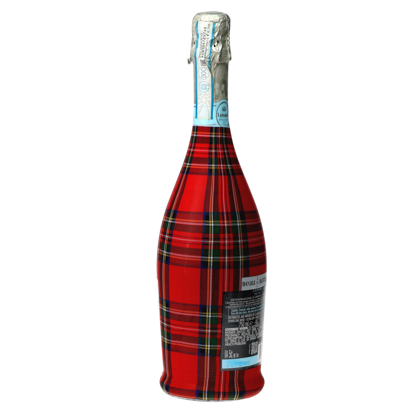 Red & Green Christmas Tartan Prosecco Bottle Wrap