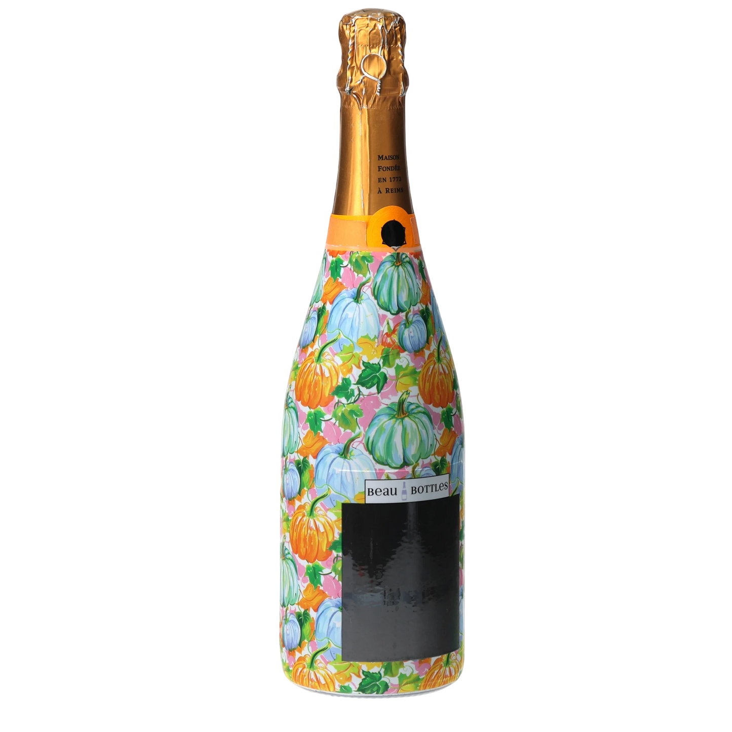 Orange & Blue Pumpkins Champagne Bottle Wrap