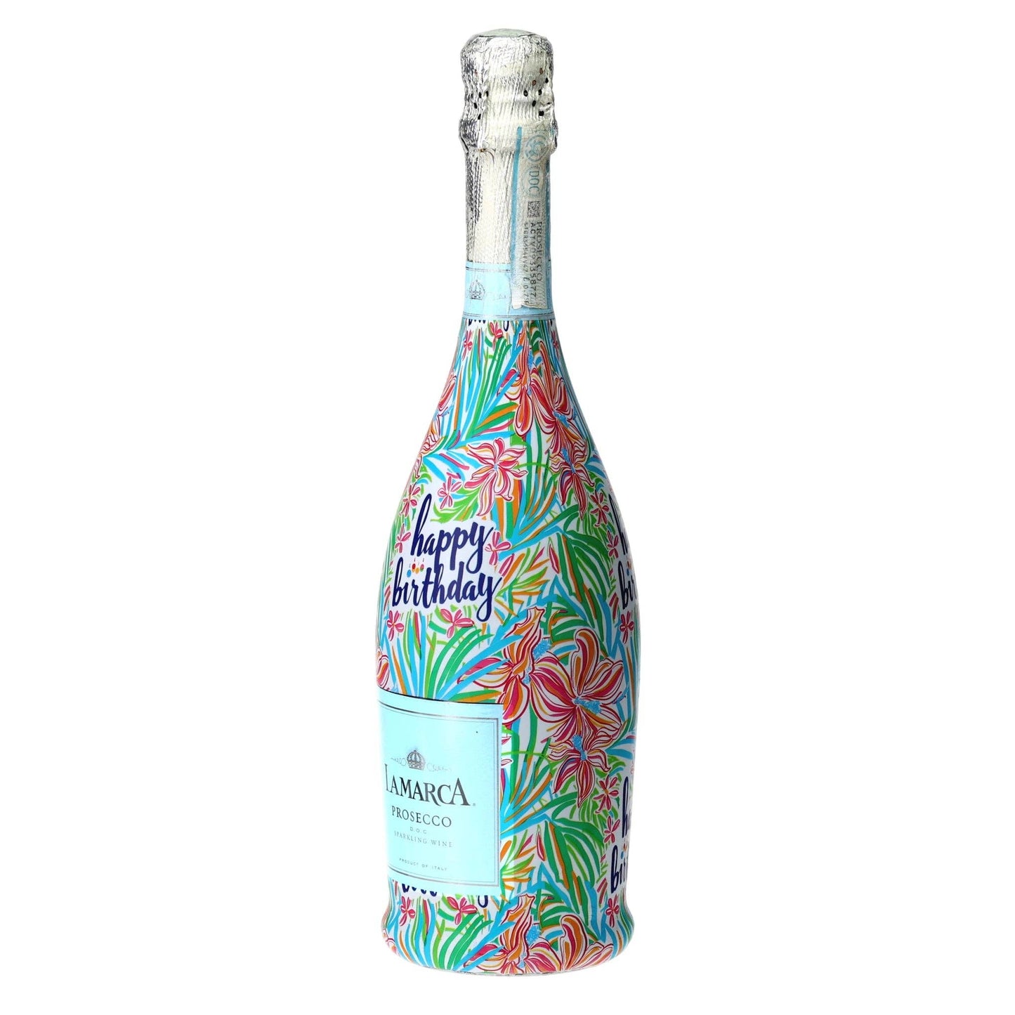 Happy Birthday Floral Prosecco Bottle Wrap