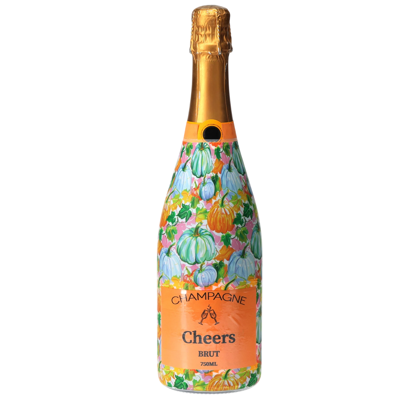 Orange & Blue Pumpkins Champagne Bottle Wrap
