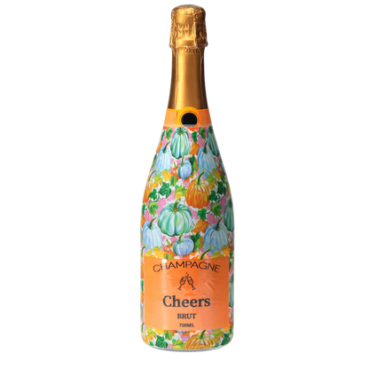 Orange & Blue Pumpkins Champagne Bottle Wrap