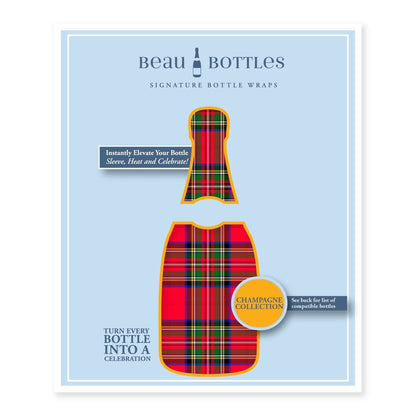 Red & Green Christmas Tartan Champagne Bottle Wrap