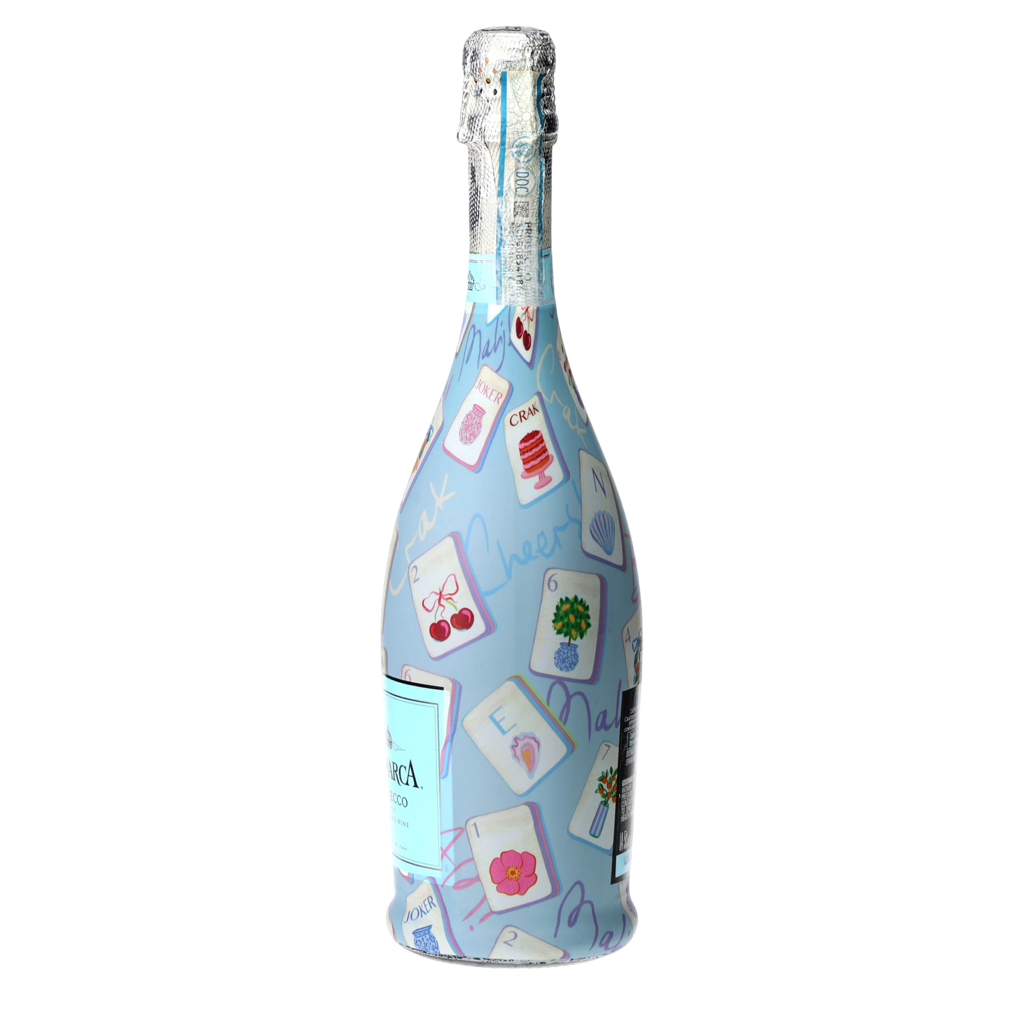 Pastel Blue Mahjong Prosecco Bottle Wrap