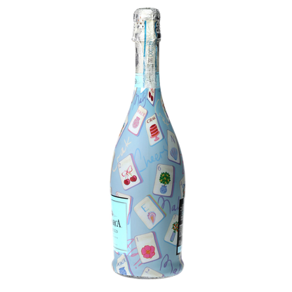 Pastel Blue Mahjong Prosecco Bottle Wrap
