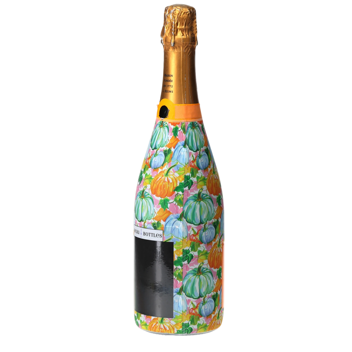 Orange & Blue Pumpkins Champagne Bottle Wrap