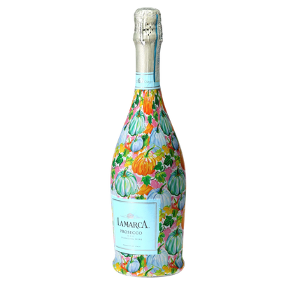 Orange & Blue Pumpkins Prosecco Bottle Wrap