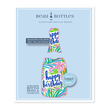 Happy Birthday Floral Prosecco Bottle Wrap