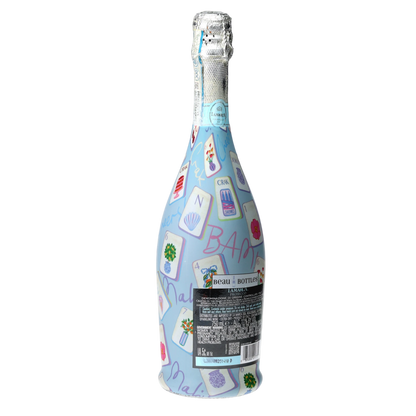 Pastel Blue Mahjong Prosecco Bottle Wrap