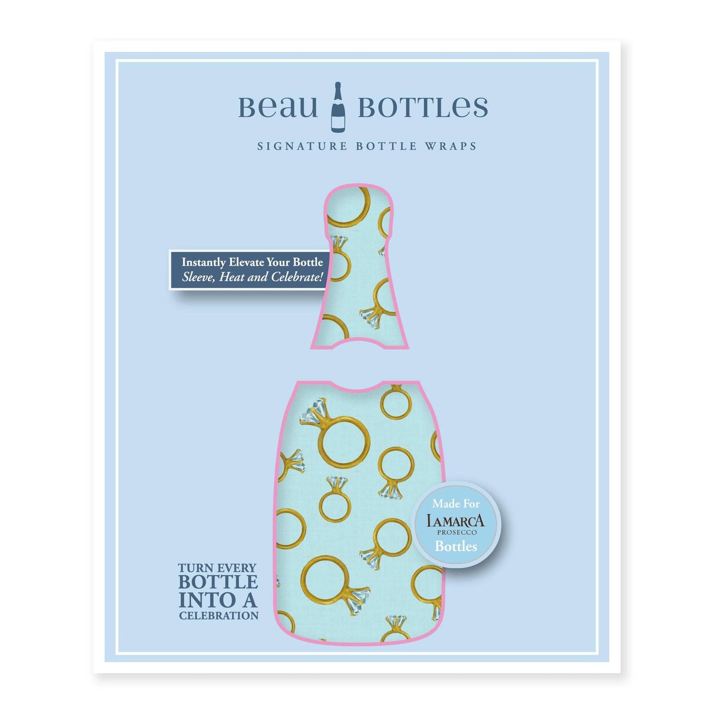 Blue Engagement Ring Prosecco Bottle Wrap