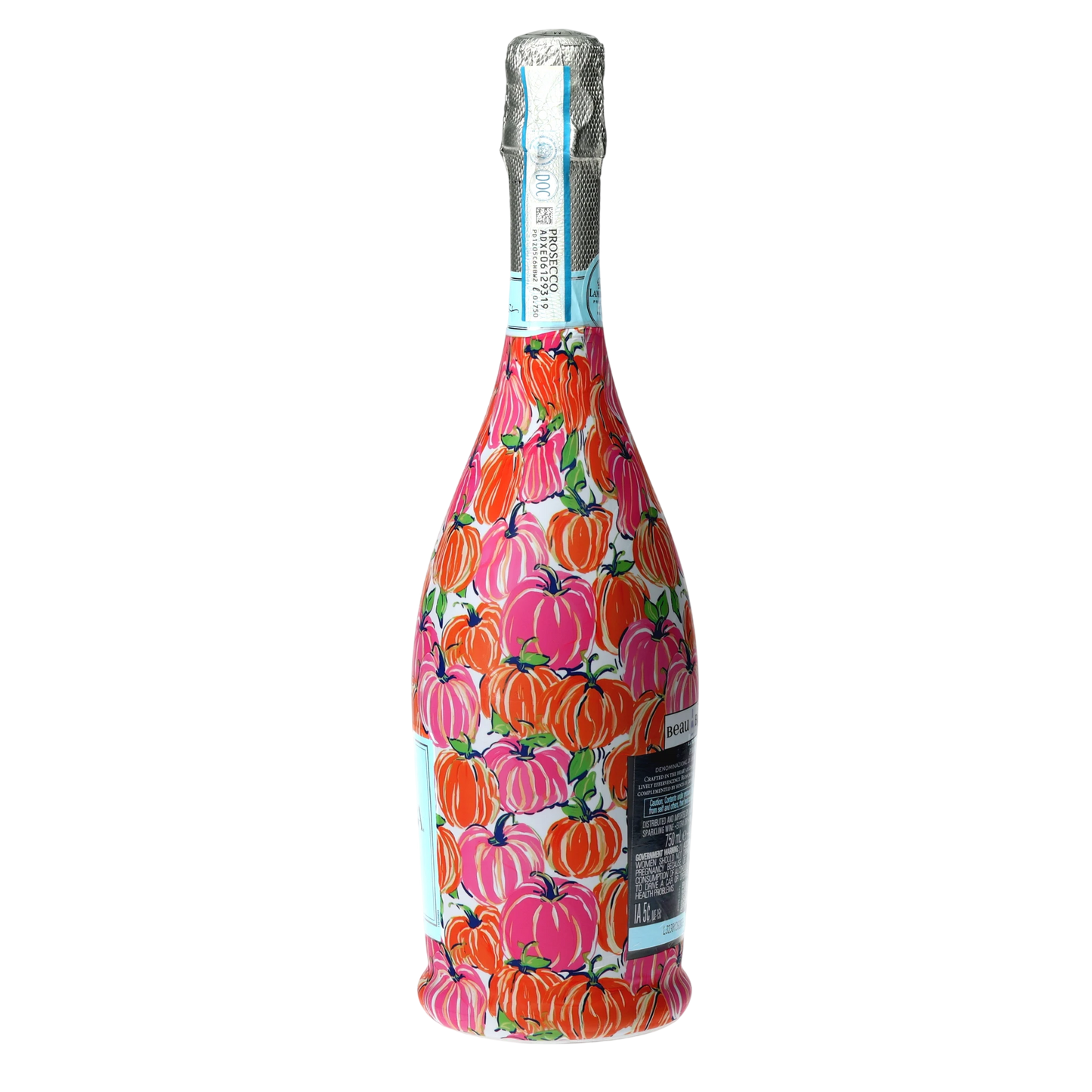 Pink & Orange Pumpkins Prosecco Bottle Wrap