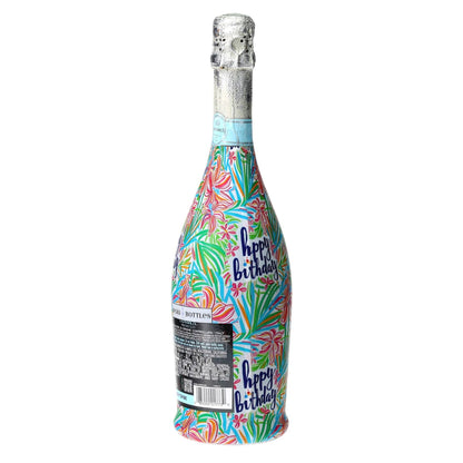 Happy Birthday Floral Prosecco Bottle Wrap