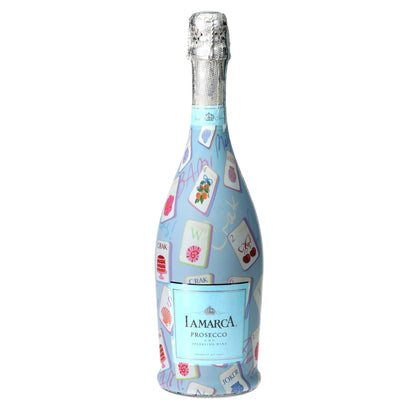 Pastel Blue Mahjong Prosecco Bottle Wrap