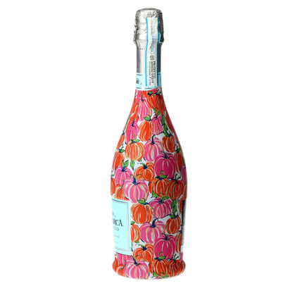 Pink & Orange Pumpkins Prosecco Bottle Wrap