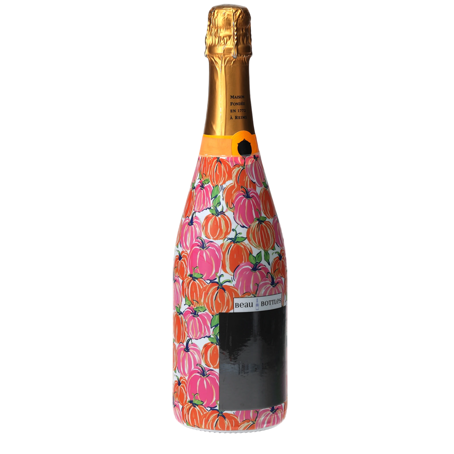 Pink & Orange Pumpkins Champagne Bottle Wrap