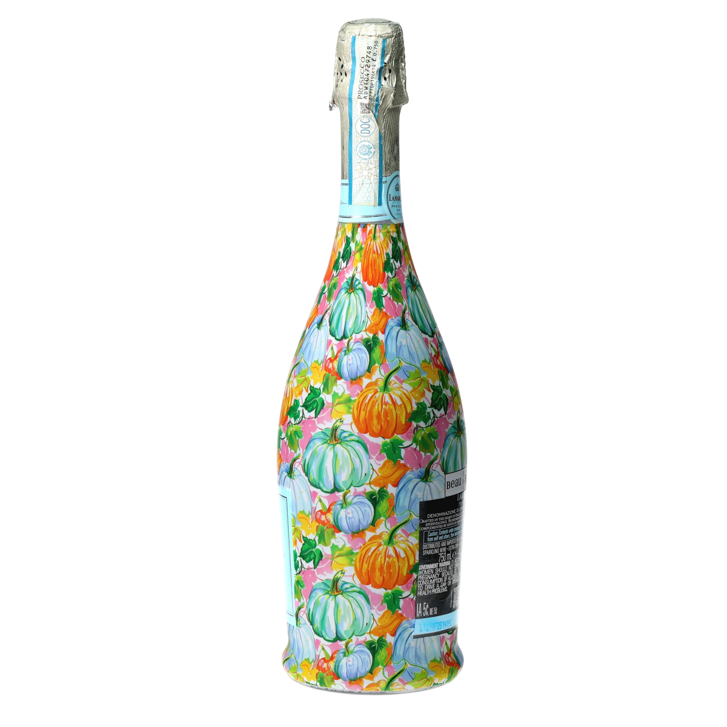 Orange & Blue Pumpkins Prosecco Bottle Wrap