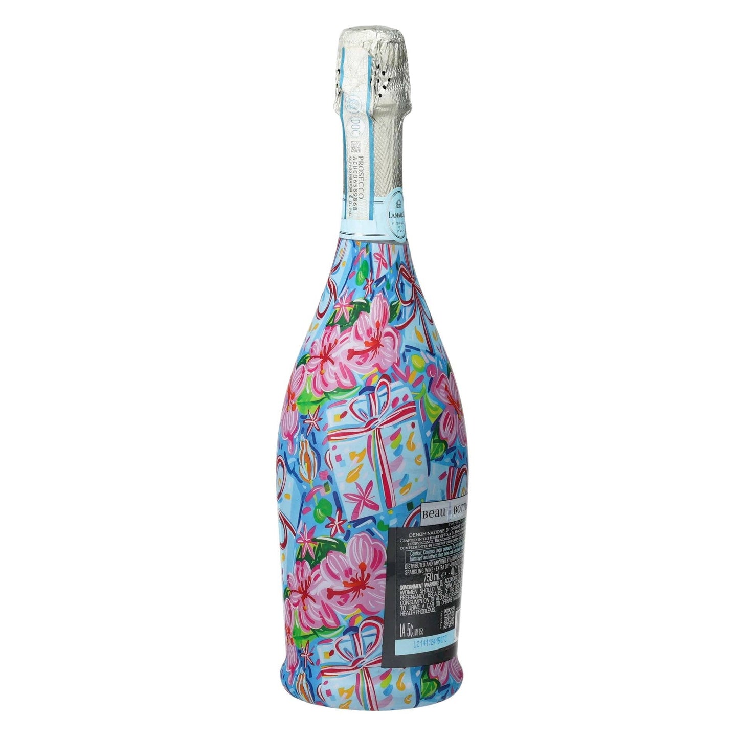 Preppy Happy Birthday Brushed Presents Prosecco Bottle Wrap
