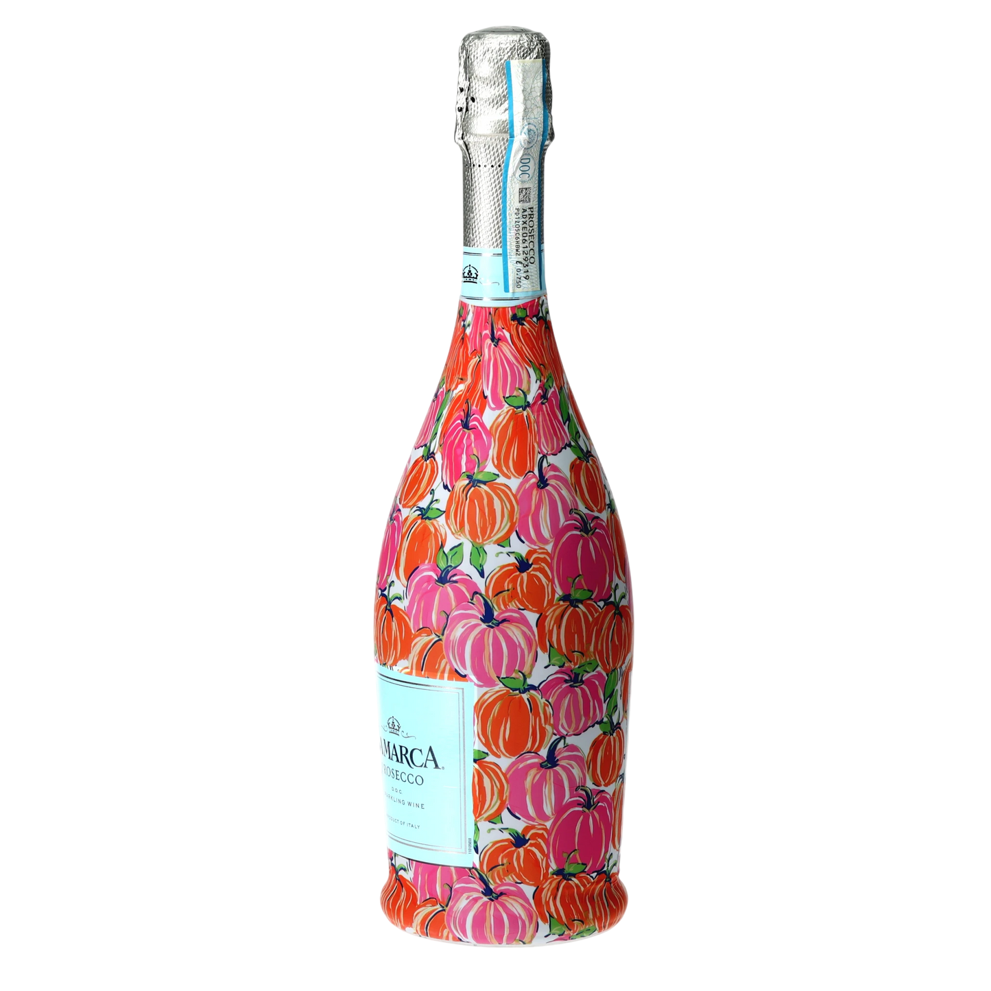 Pink & Orange Pumpkins Prosecco Bottle Wrap