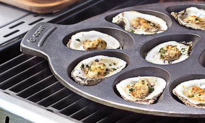 Outset Cast Iron Oyster Grill Pan, 12 Cavities